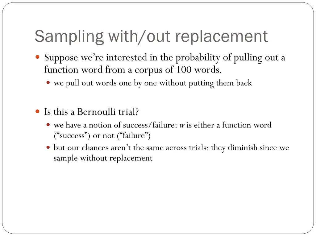 sampling with out replacement