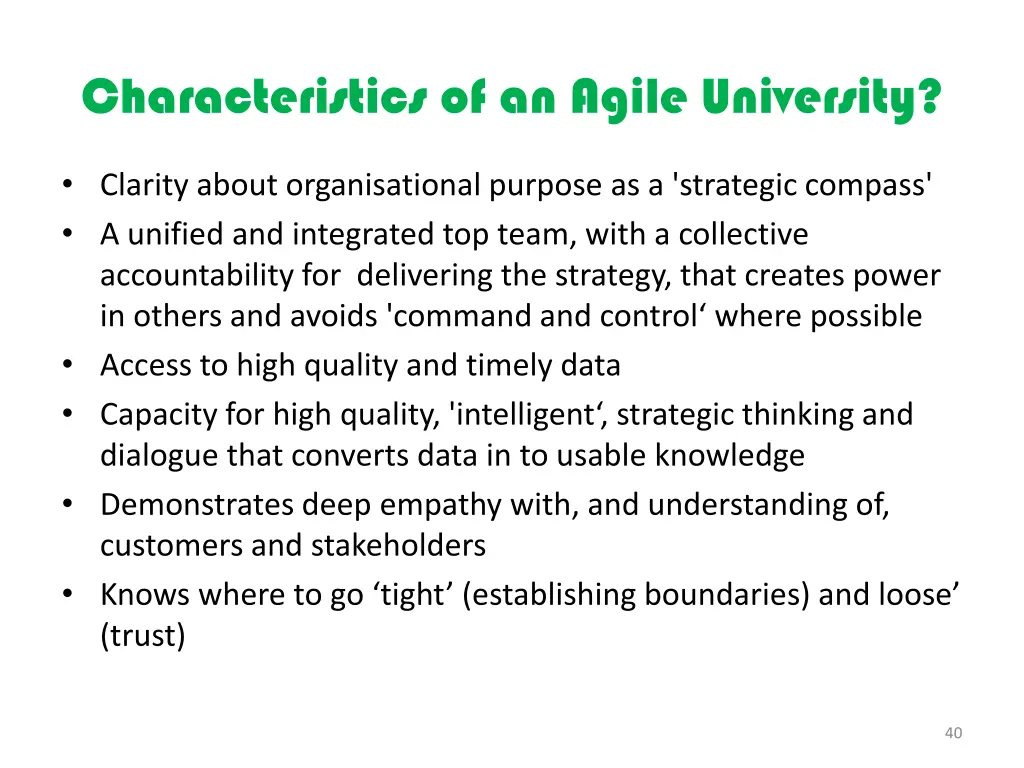 characteristics of an agile university