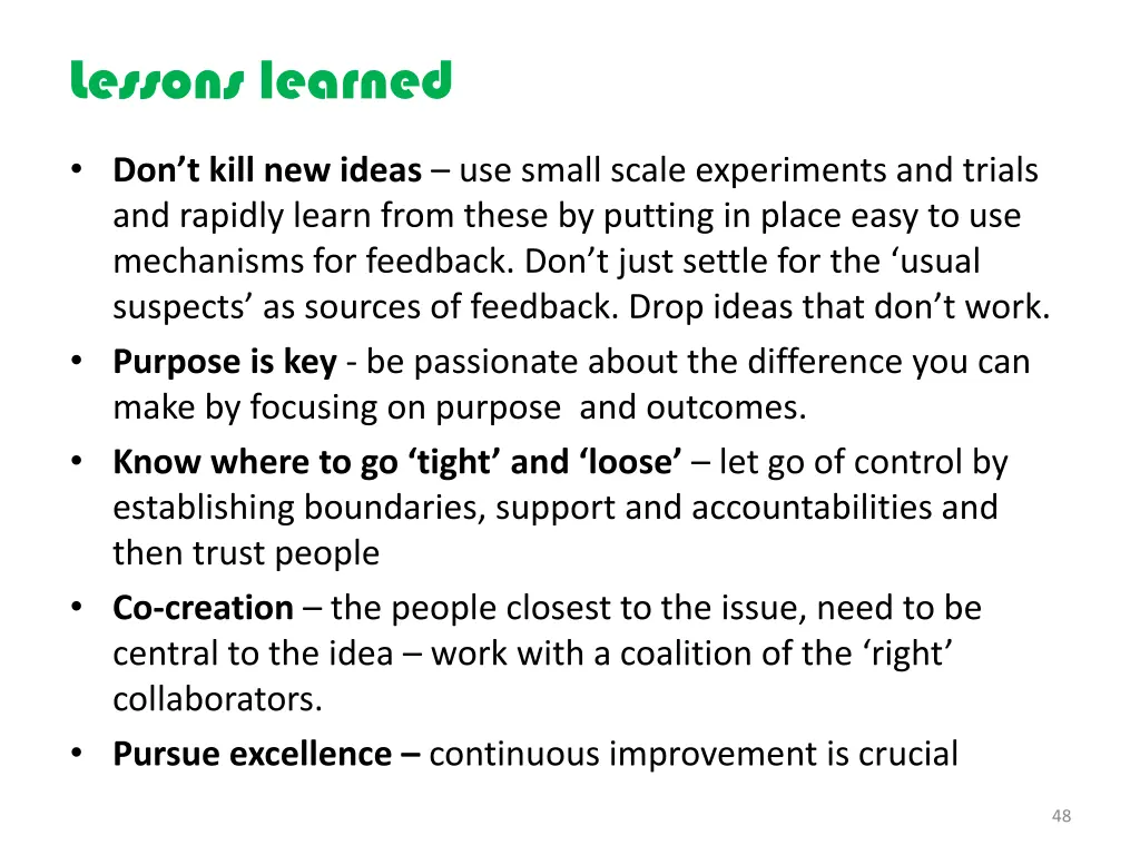 lessons learned