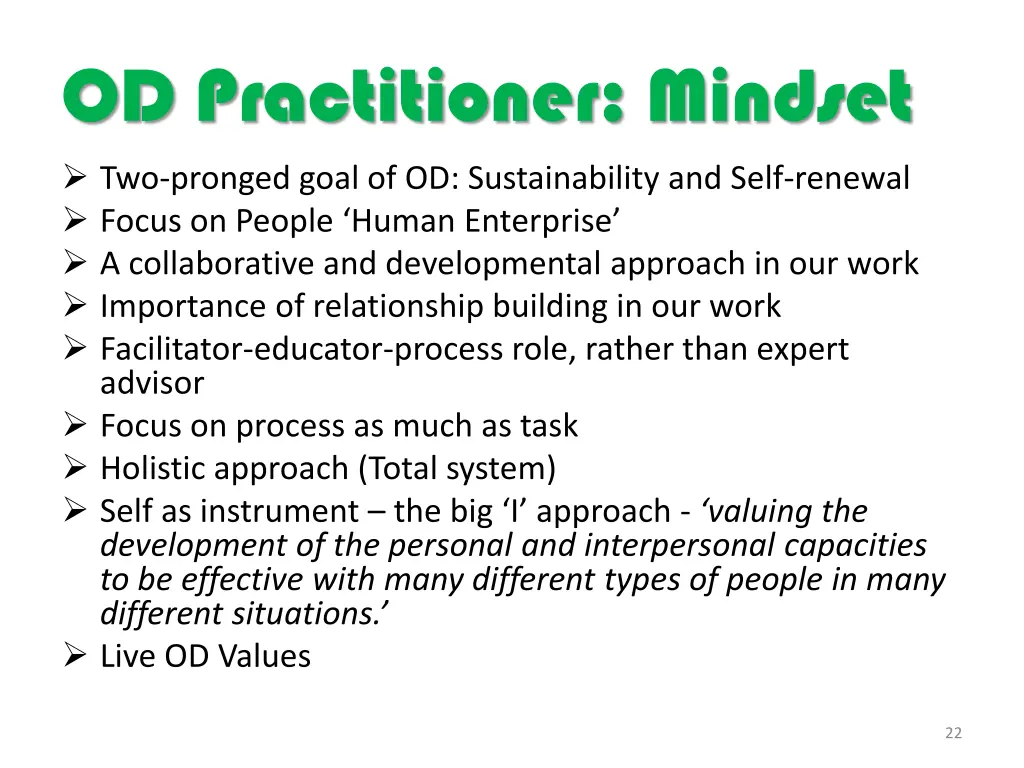 od practitioner mindset