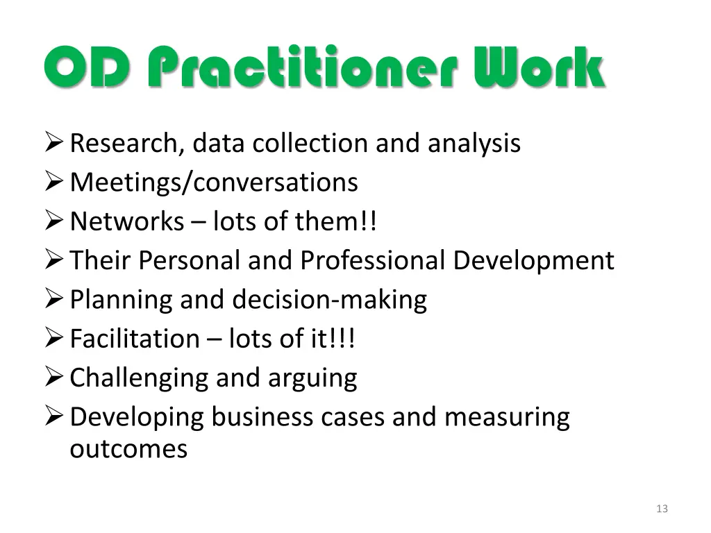 od practitioner work