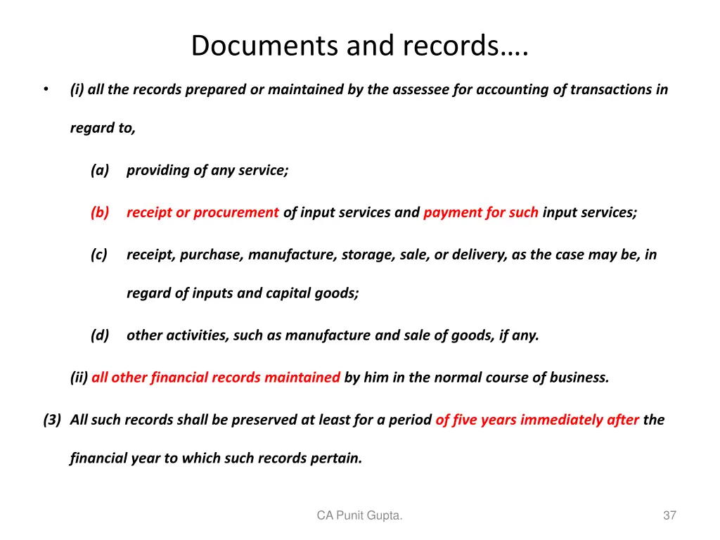 documents and records