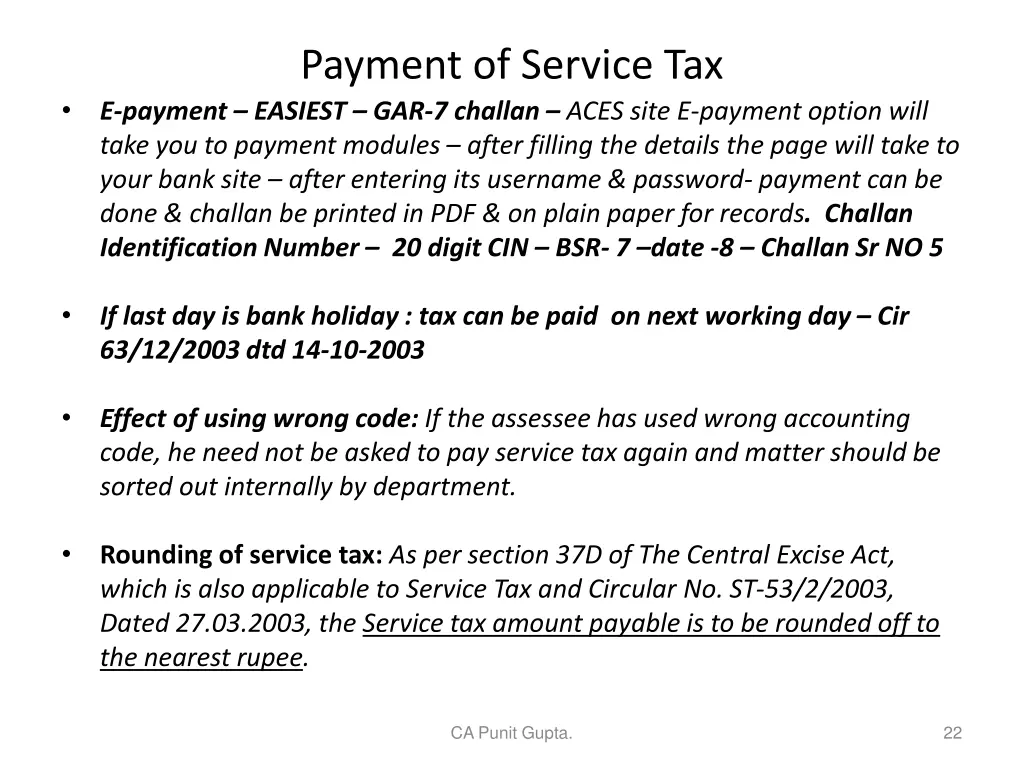 payment of service tax e payment easiest