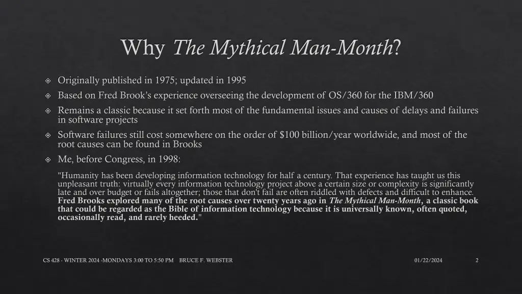 why the mythical man month