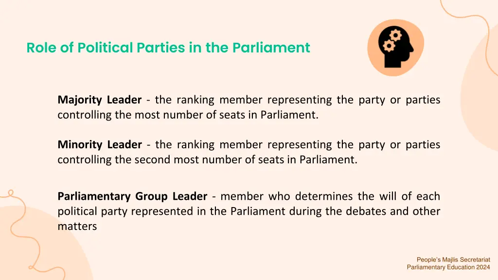role of political parties in the parliament