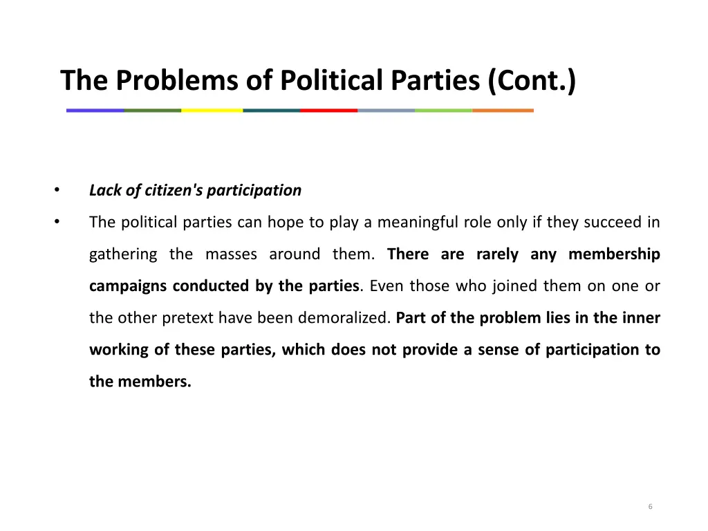 the problems of political parties cont 3