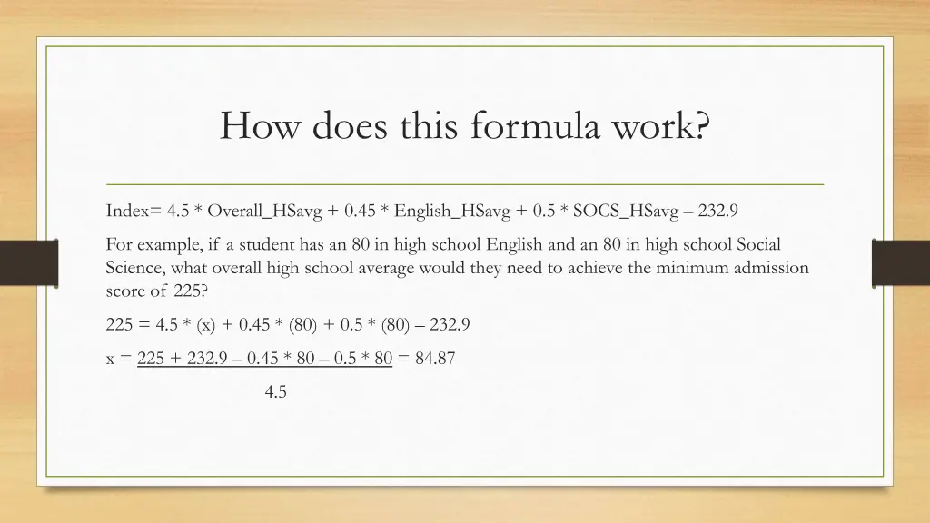 how does this formula work