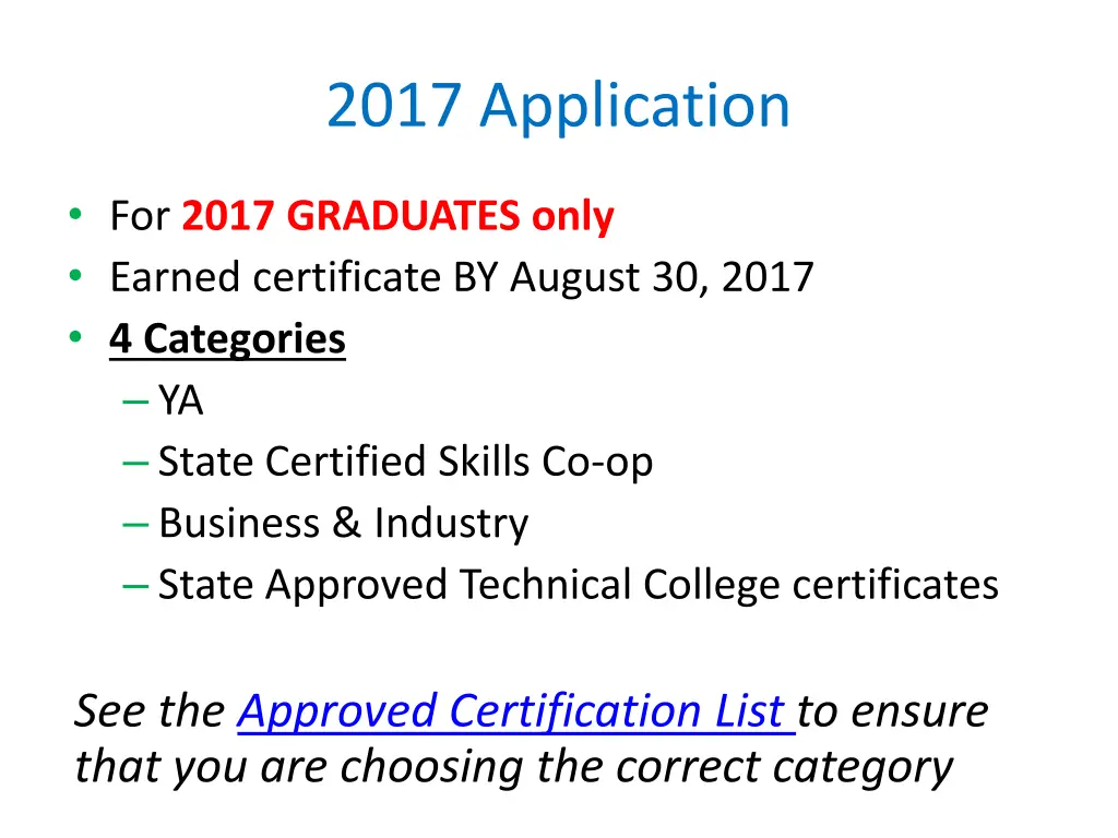 2017 application