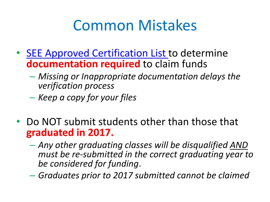 common mistakes