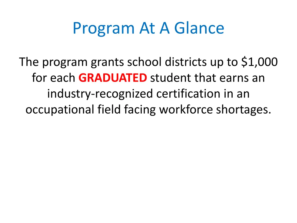 program at a glance