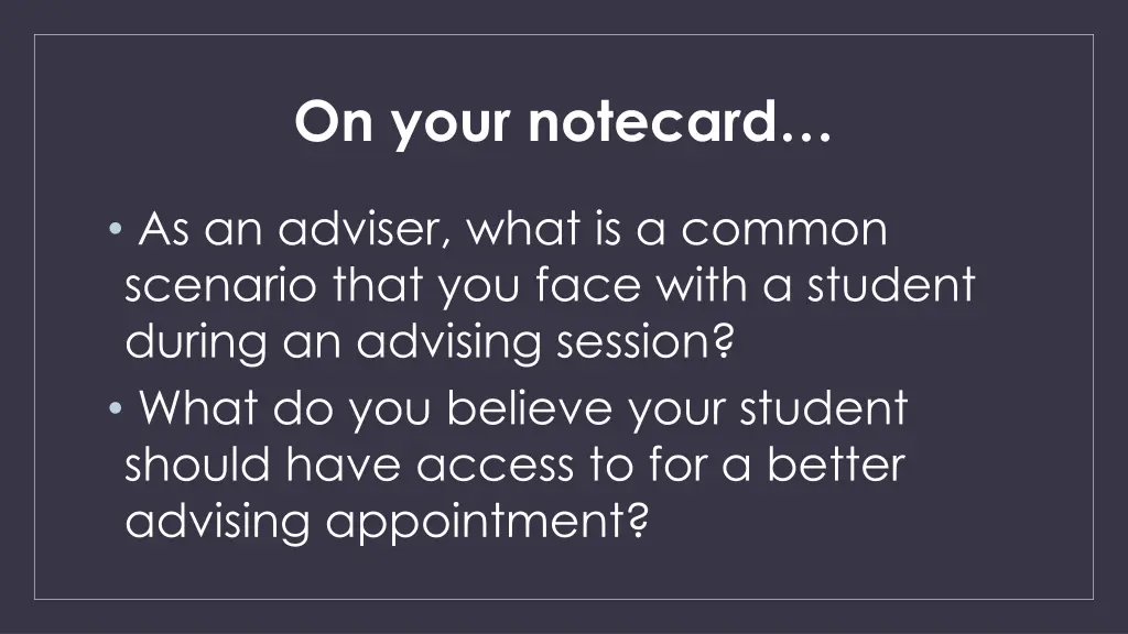 on your notecard