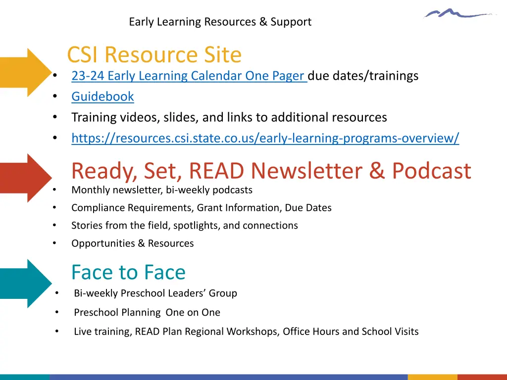 early learning resources support