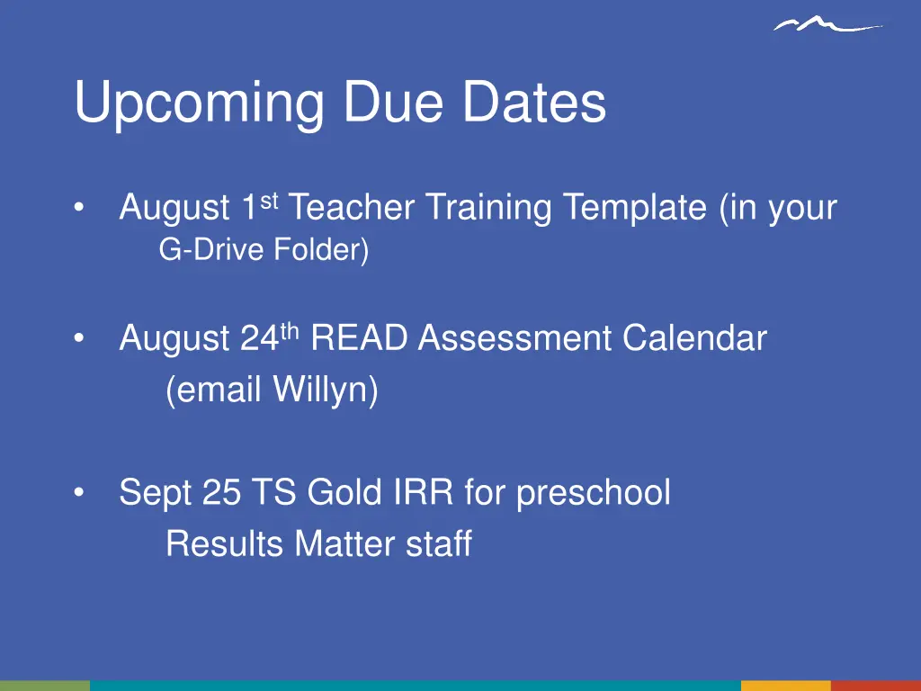 upcoming due dates