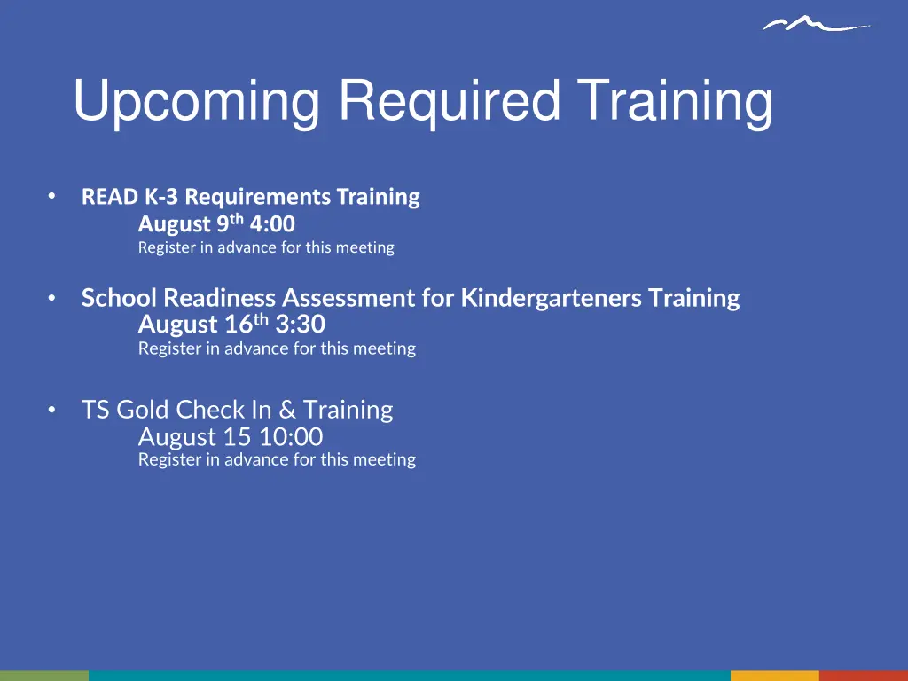 upcoming required training