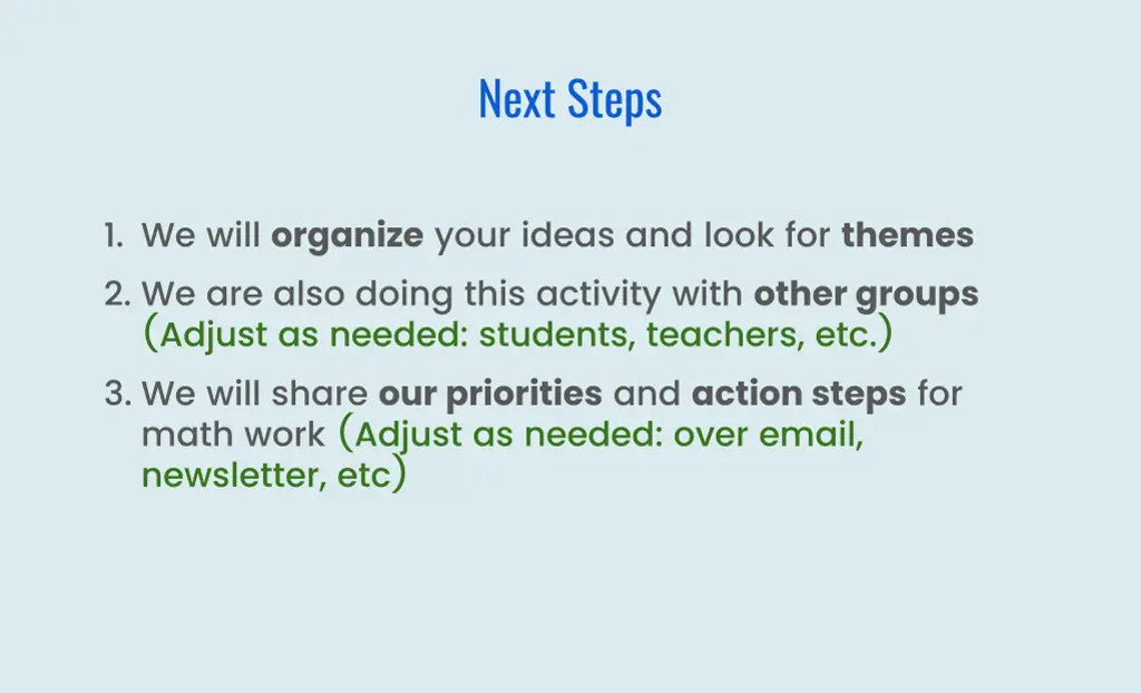 next steps