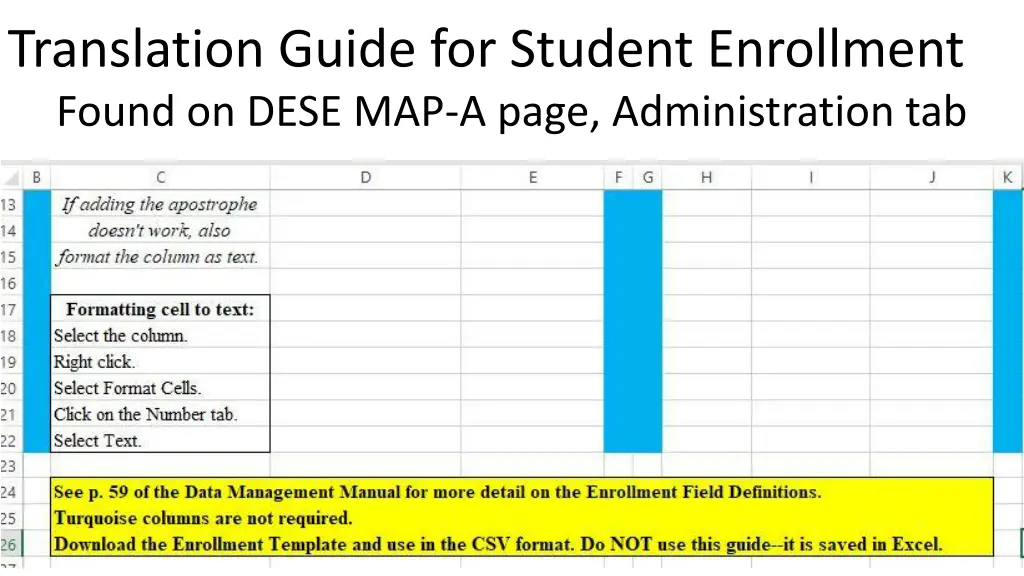 translation guide for student enrollment found