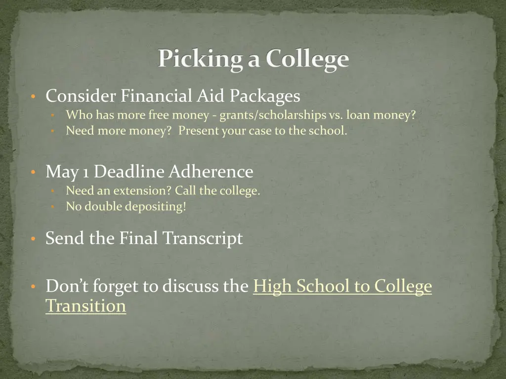 picking a college