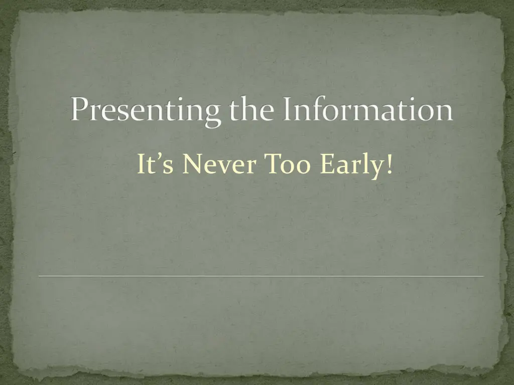 presenting the information