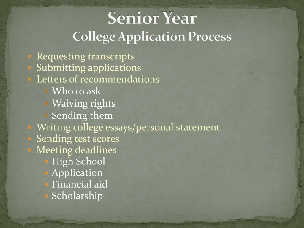 senior year college application process