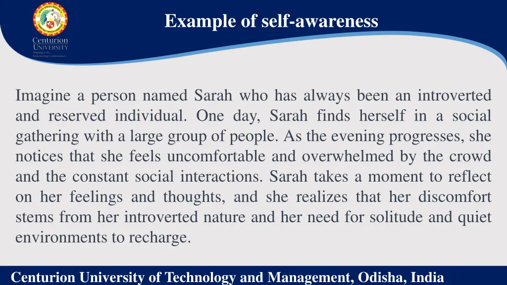 example of self awareness