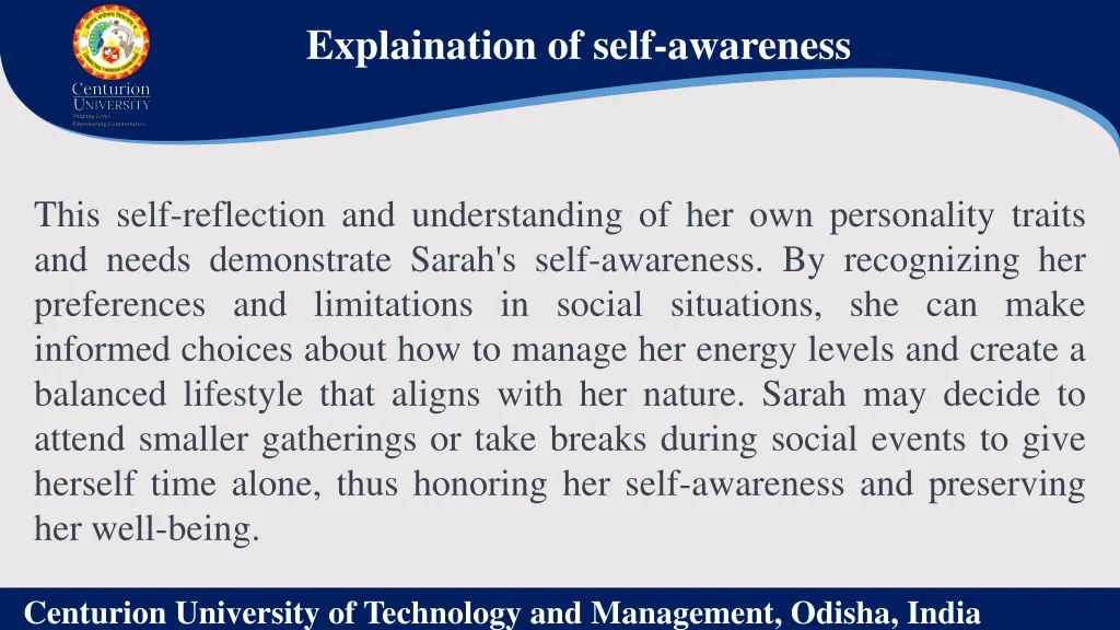 explaination of self awareness