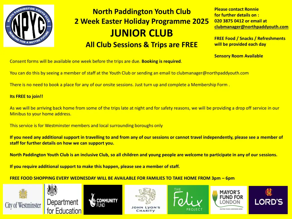 please contact ronnie for further details 4