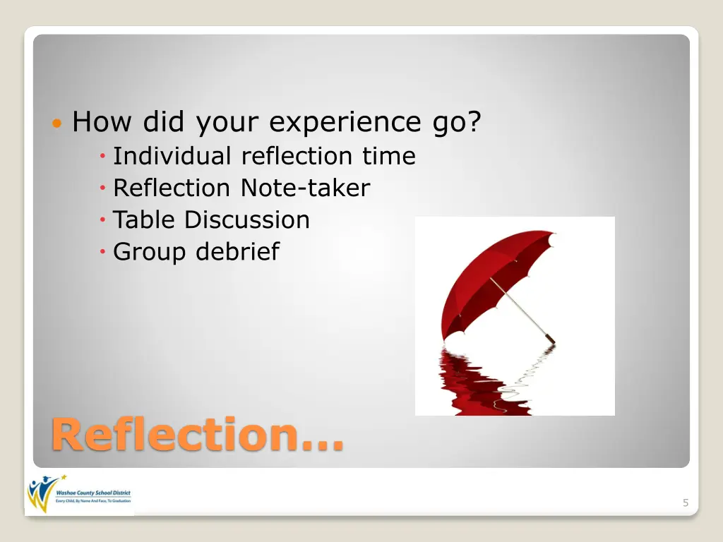 how did your experience go individual reflection