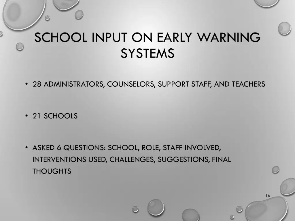 school input on early warning systems