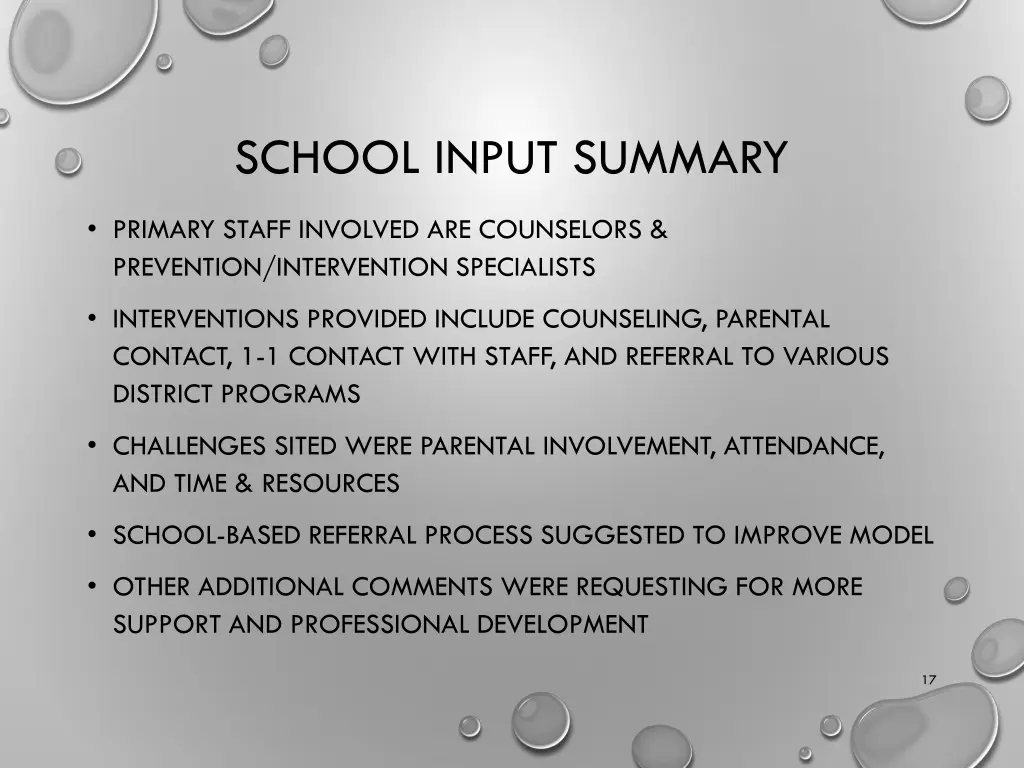 school input summary