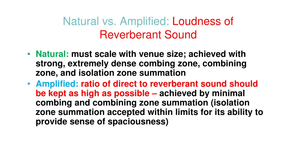 natural vs amplified loudness of reverberant sound