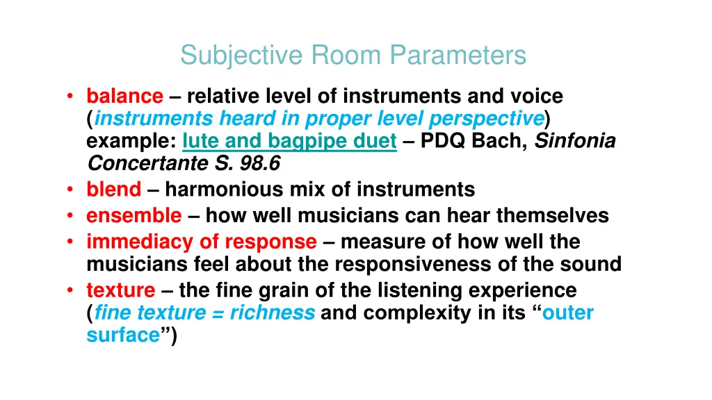 subjective room parameters 1
