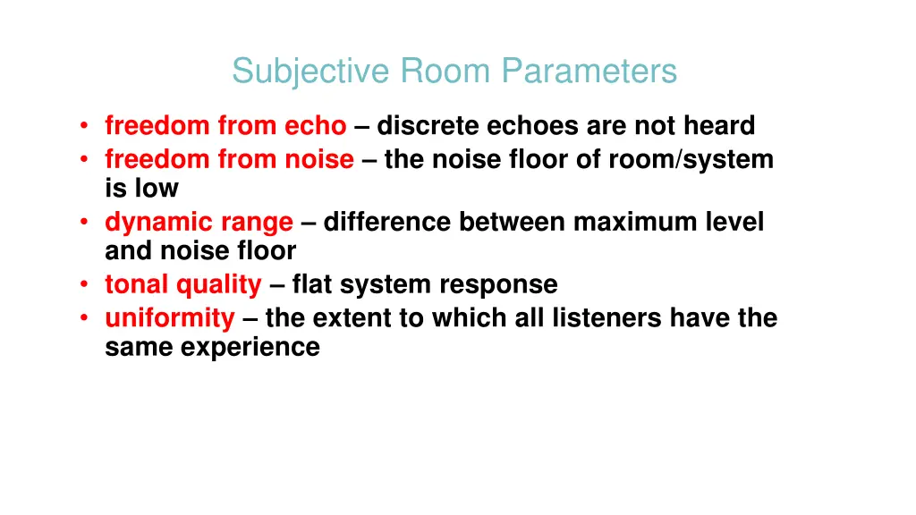 subjective room parameters 2
