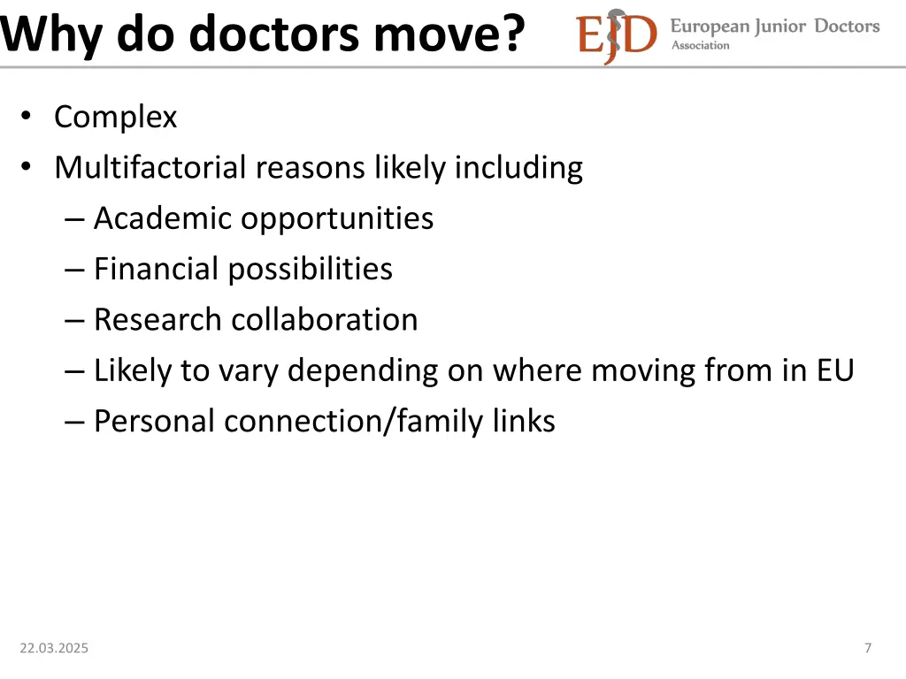 why do doctors move