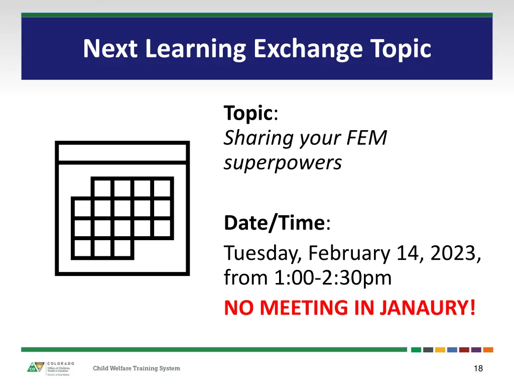 next learning exchange topic