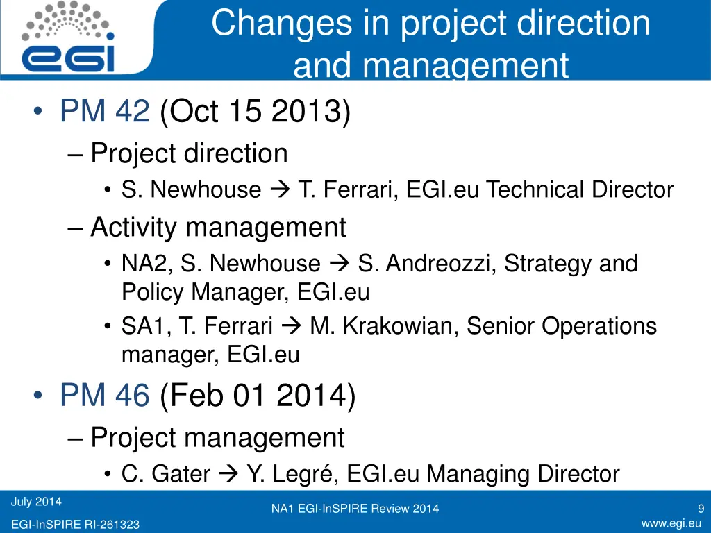 changes in project direction and management