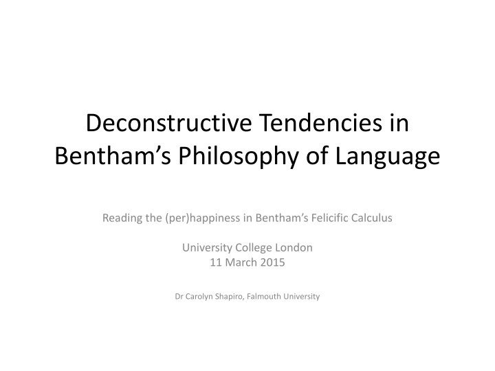 deconstructive tendencies in bentham s philosophy