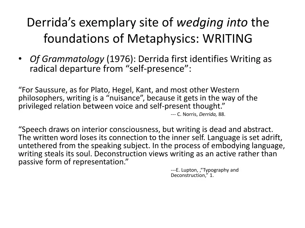 derrida s exemplary site of wedging into