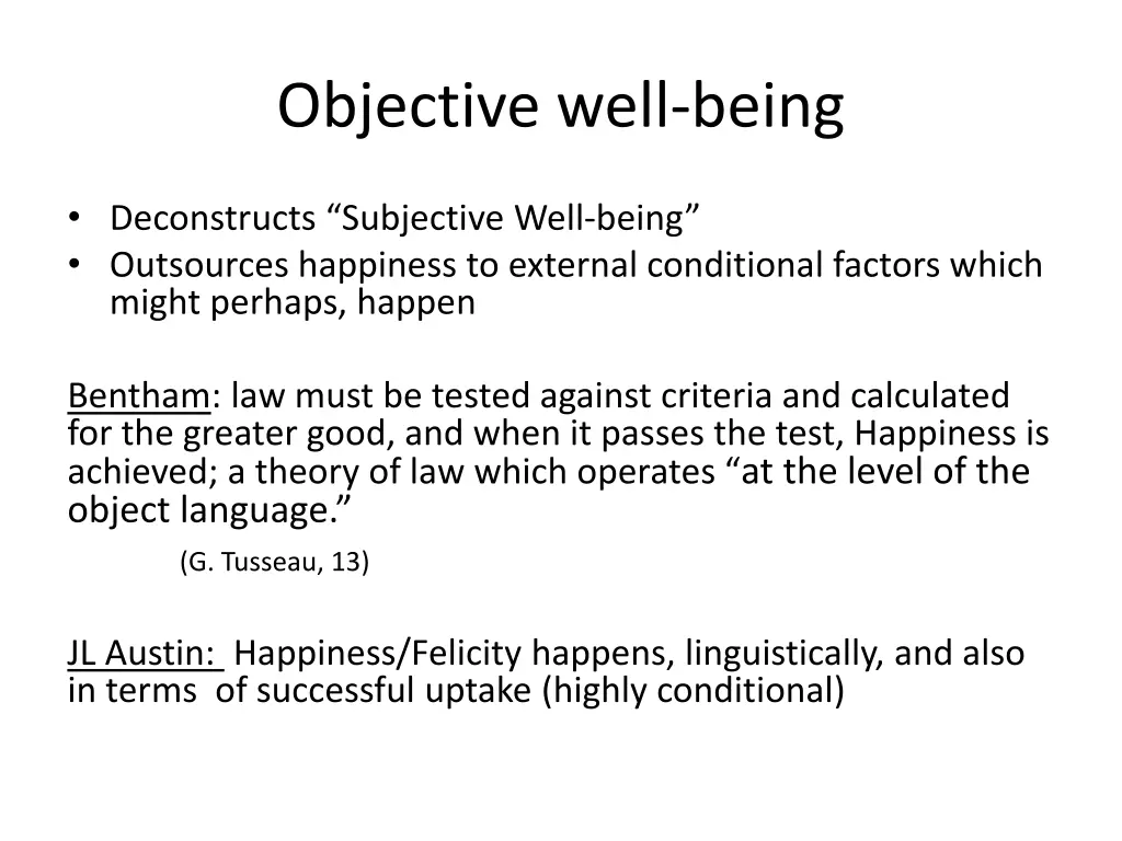 objective well being