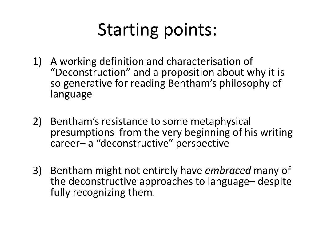 starting points