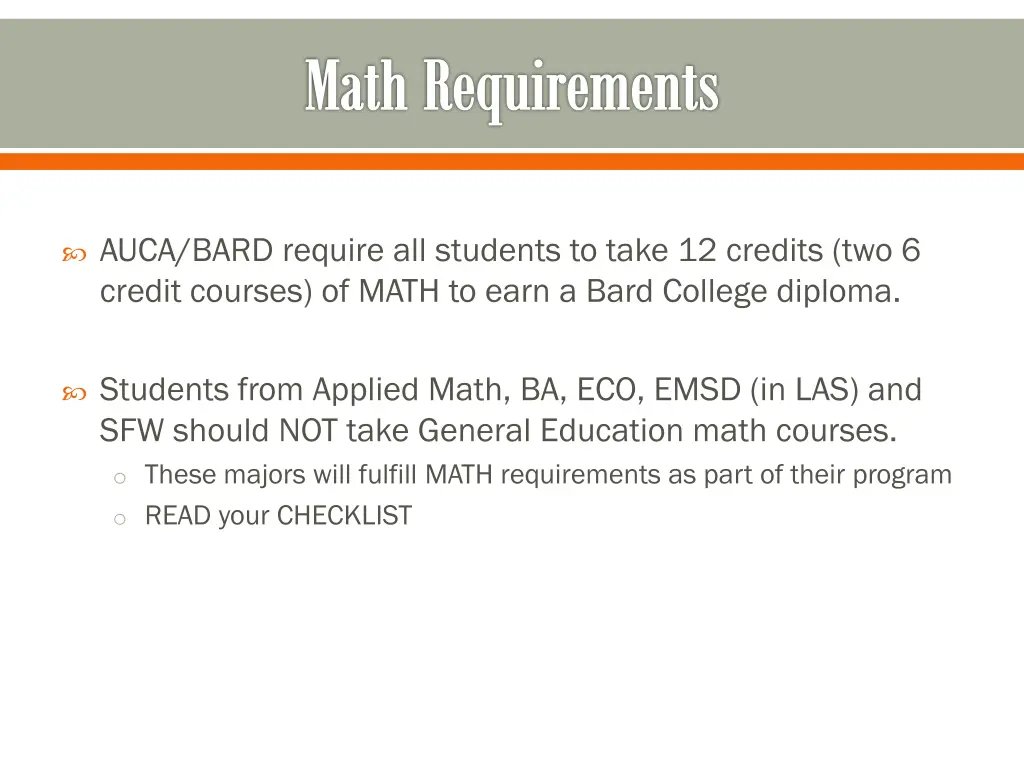 math requirements
