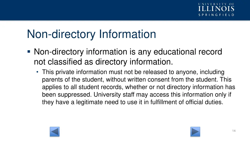 non directory information
