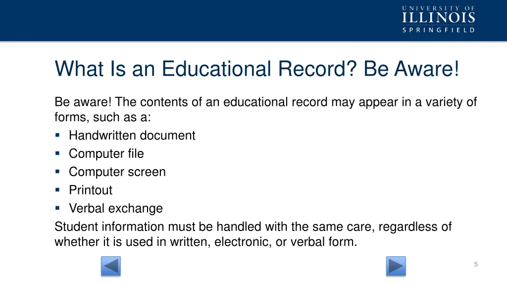 what is an educational record be aware