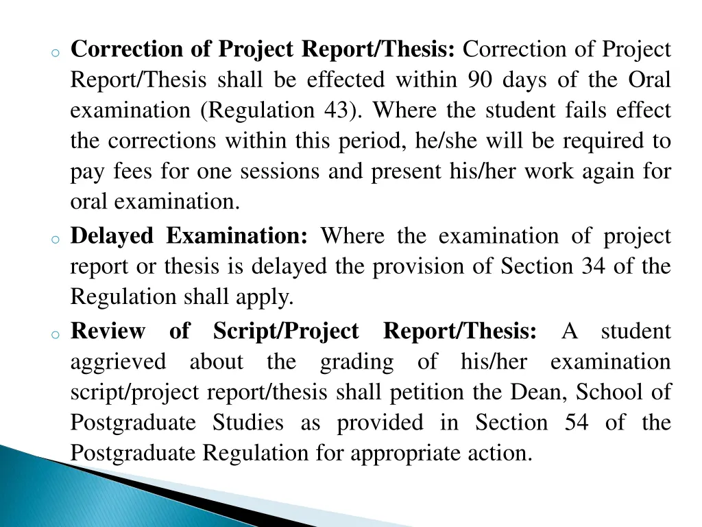 o correction of project report thesis correction