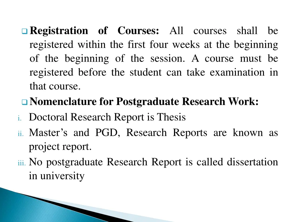 registration of courses all courses shall