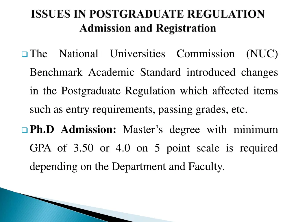 the benchmark academic standard introduced