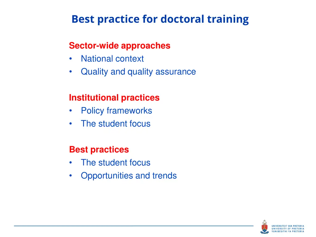 best practice for doctoral training