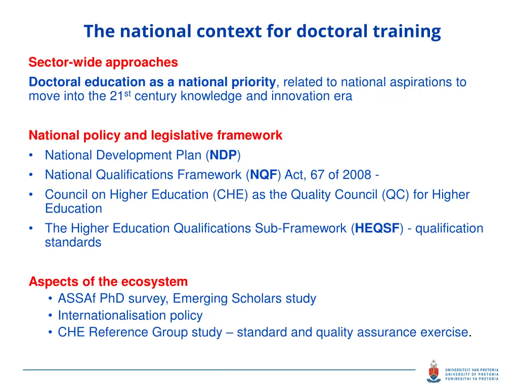 the national context for doctoral training
