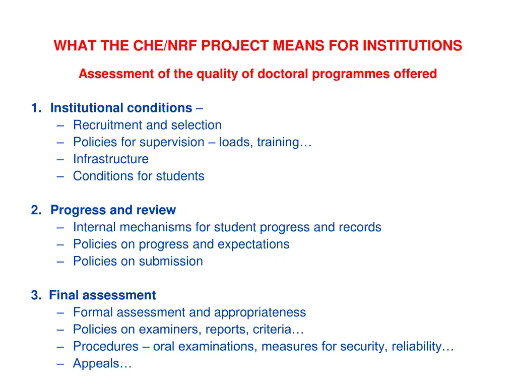 what the che nrf project means for institutions