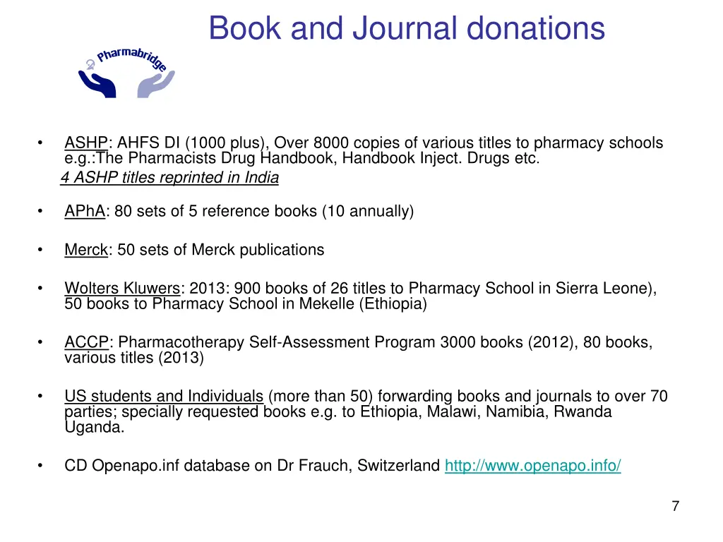 book and journal donations
