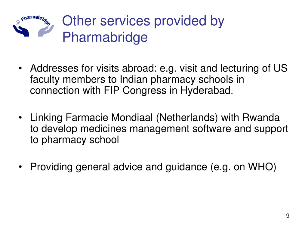 other services provided by pharmabridge